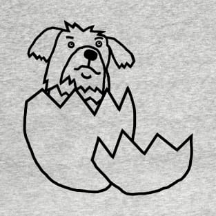 Cute Dog Hatching from Egg Outline T-Shirt